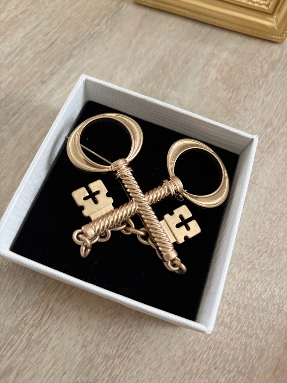 Gold Tone Cross Broach Pin - Accessories